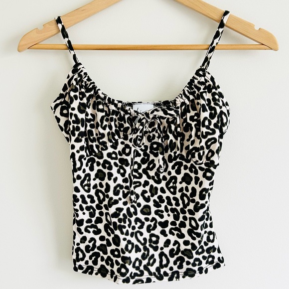 Livi by Olivia Rae Cheetah Leopard Animal Print Bustier Soft Front Tie Cami y2k - Picture 5 of 5